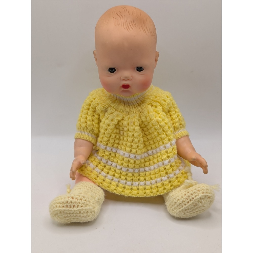 Vintage Laurie Baby Doll Terrie Doll Inc 1963 Yellow Crochet Dress 8 Inch